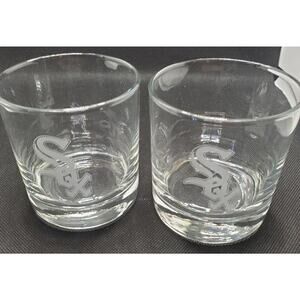 Chicago White Sox Etched Rocks Glass Set 3.25" High Quality Pair Baseball Fans